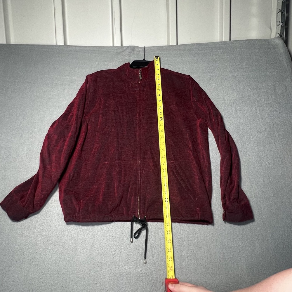 Christopher‎ & Banks Women's Red Full Zip Jacket Size M Drawstring Hem Pockets - Picture 3 of 7